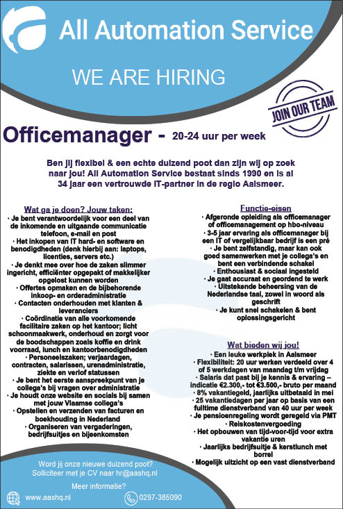 Vacature Officemanager