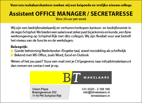 Vacature Assistent Office Manager / Secretaresse