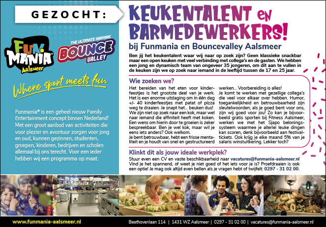 Vacature Keukentalent en barmedewerkers