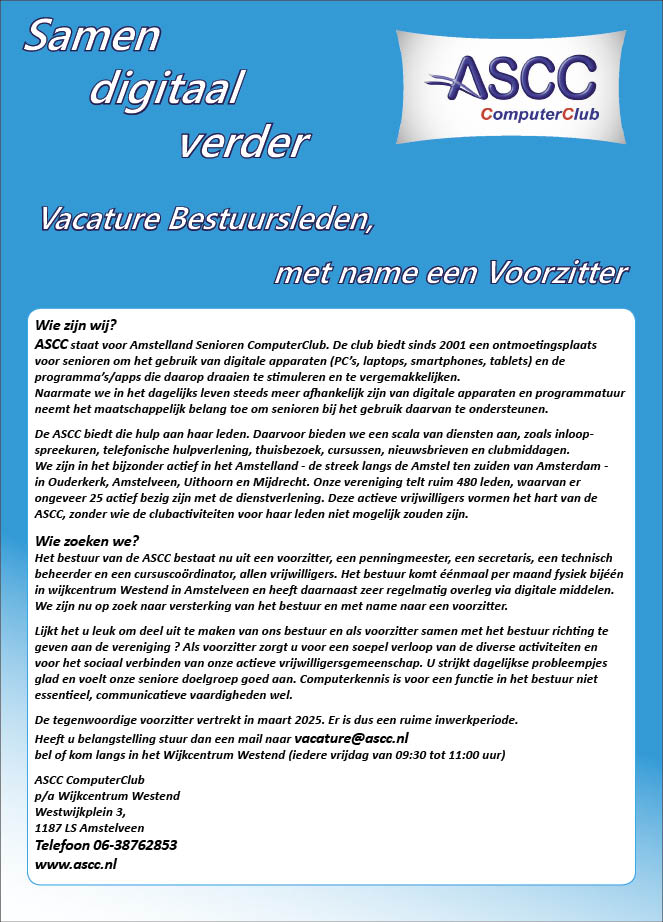 Vacature Bestuursleden