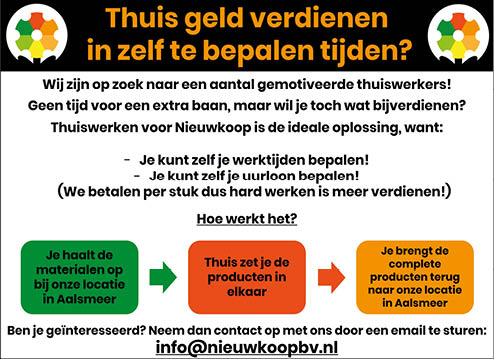 Vacature Thuiswerkers