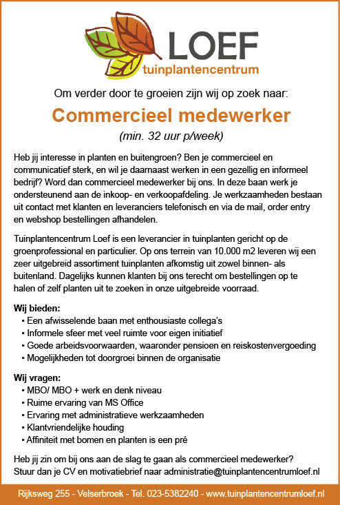 Vacature Commercieel medewerker