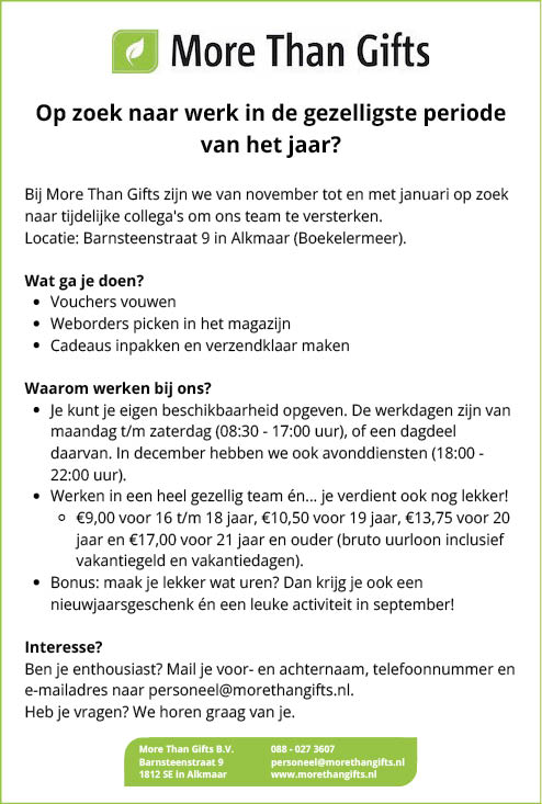 Vacature Orderpicker/Inpakker