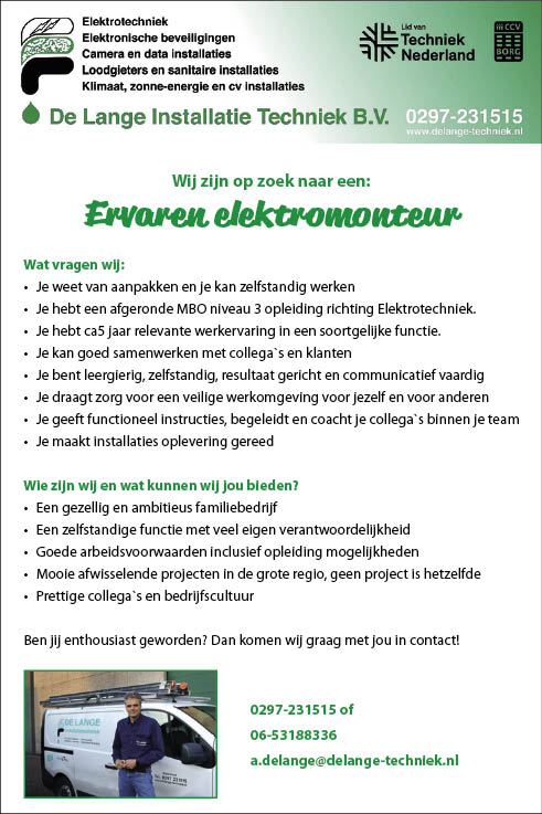 Vacature Ervaren elektromonteur