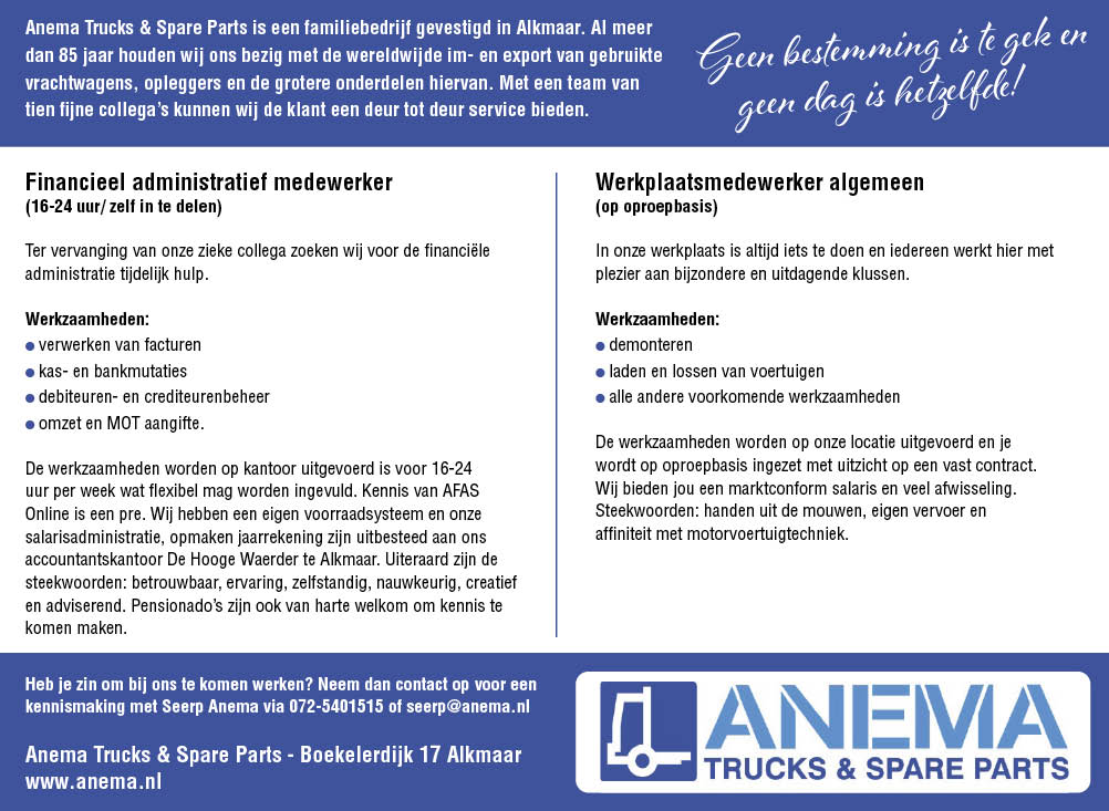 Vacature Diverse functies