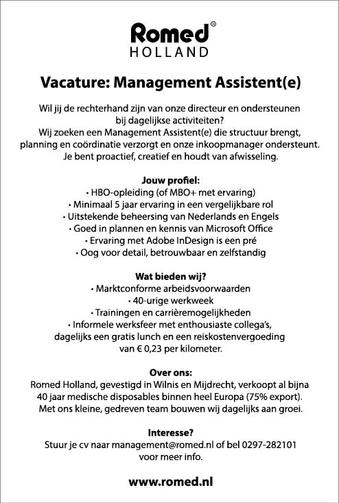 Vacature Management Assistent(e)