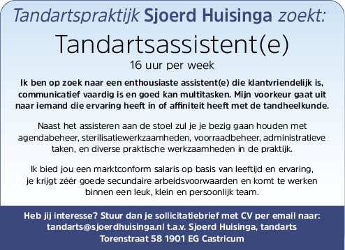 Vacature Tandartsassistent(e)