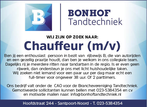 Vacature Chauffeur m/v