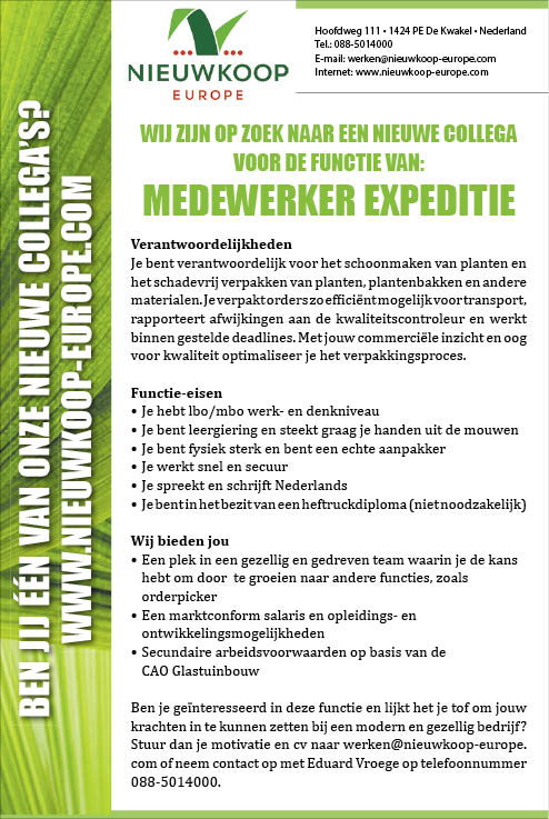 Vacature Medewerker expeditie