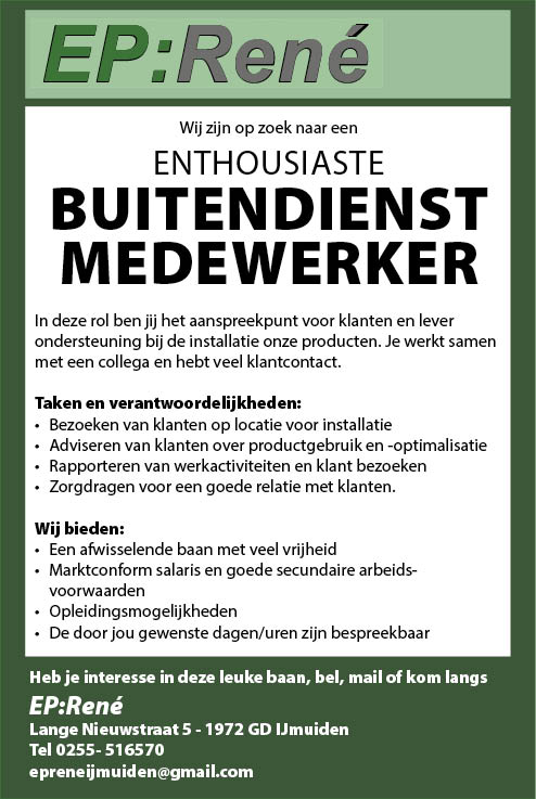 Vacature Buitendienst Medewerker