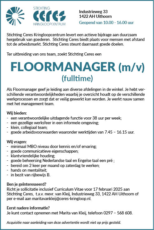 Vacature Floormanager