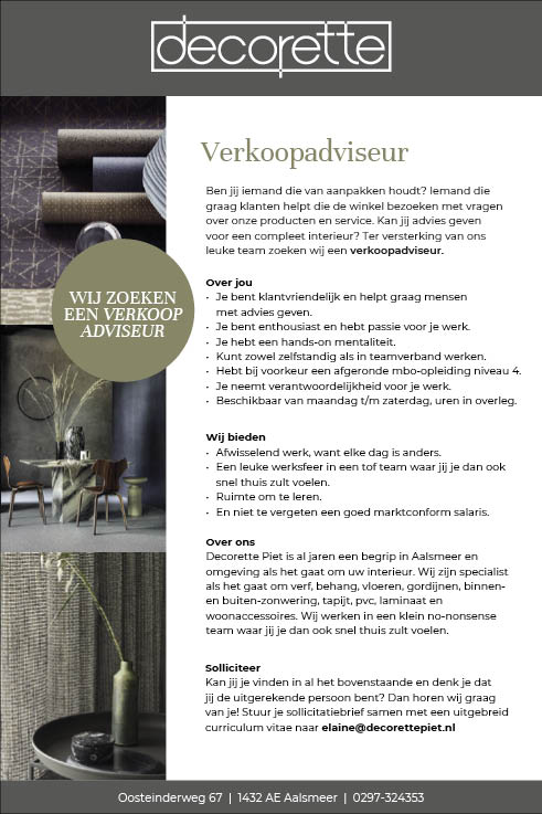 Vacature Verkoopadviseur