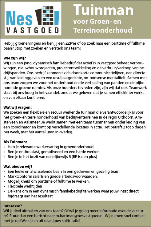 Vacature Tuinman