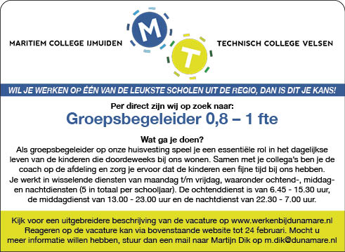 Vacature Groepsbegeleider 0,8 – 1 fte