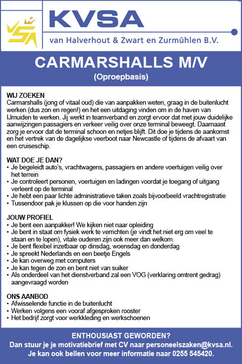 Vacature Carmarshalls M/V