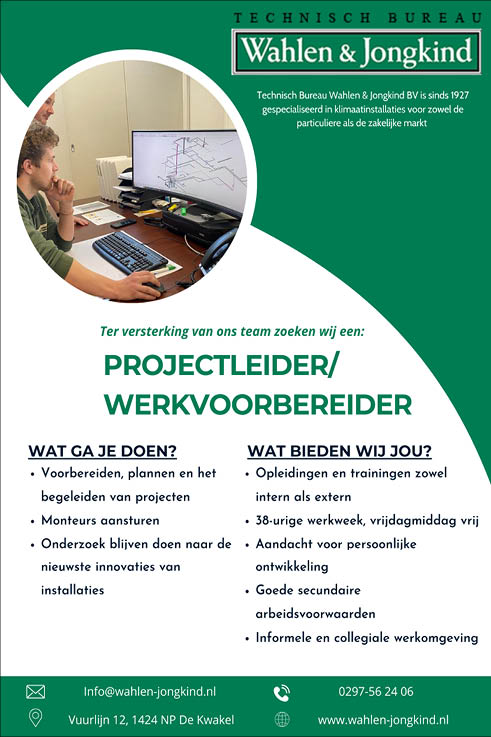 Vacature Werkvoorbereider/Projectleider