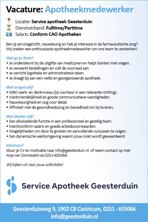 Vacature Apotheekmedewerker