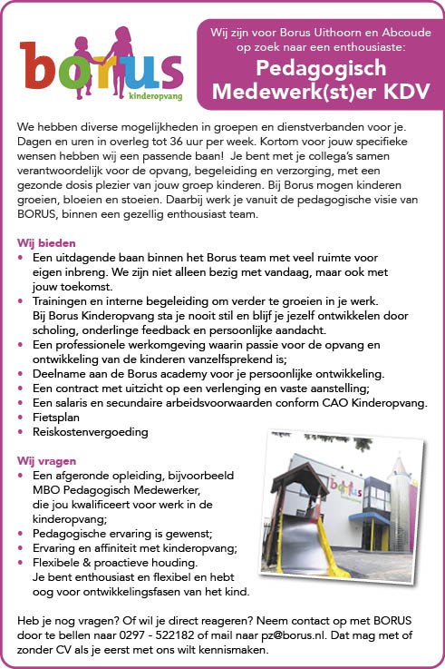 Vacature Pedagogisch  Medewerk(st)er KDV